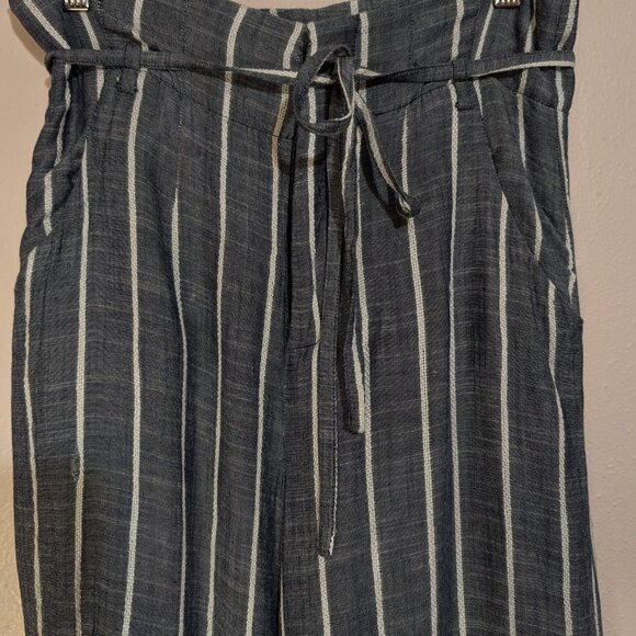 Denim Blue Gray And White Striped High-Waisted Wide Leg Pants Size Small - Picture 4 of 14